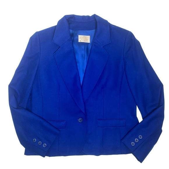 Pendleton Vintage 3 Piece Royal Blue Wool Suit Sz 13 Blazer, Skirt, Pants EUC - Picture 4 of 11